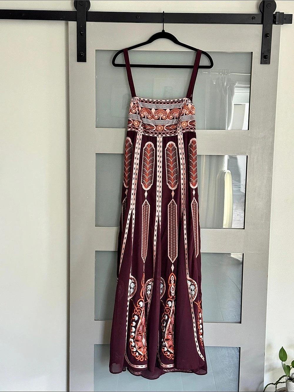 Anthropologie Geometric Maxi Dress in Purple & Orange Size 8 Like New